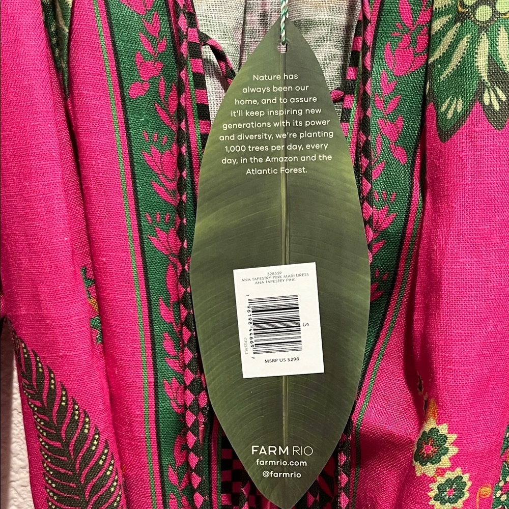 FARM Rio Pink Floral Maxi Dress with Green Accents - Picture 3 of 7